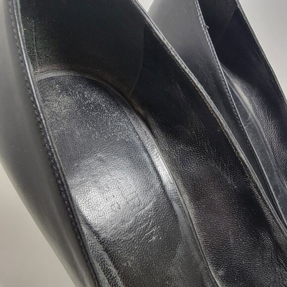 Saint Laurent Stiletto Heels 38 Point Toe Black Leather Classic YSL Paris - Picture 3 of 8